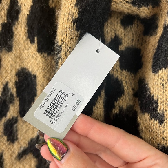 BP NWT Long Leopard Jacquard Cardigan | Size Medium - Picture 7 of 8